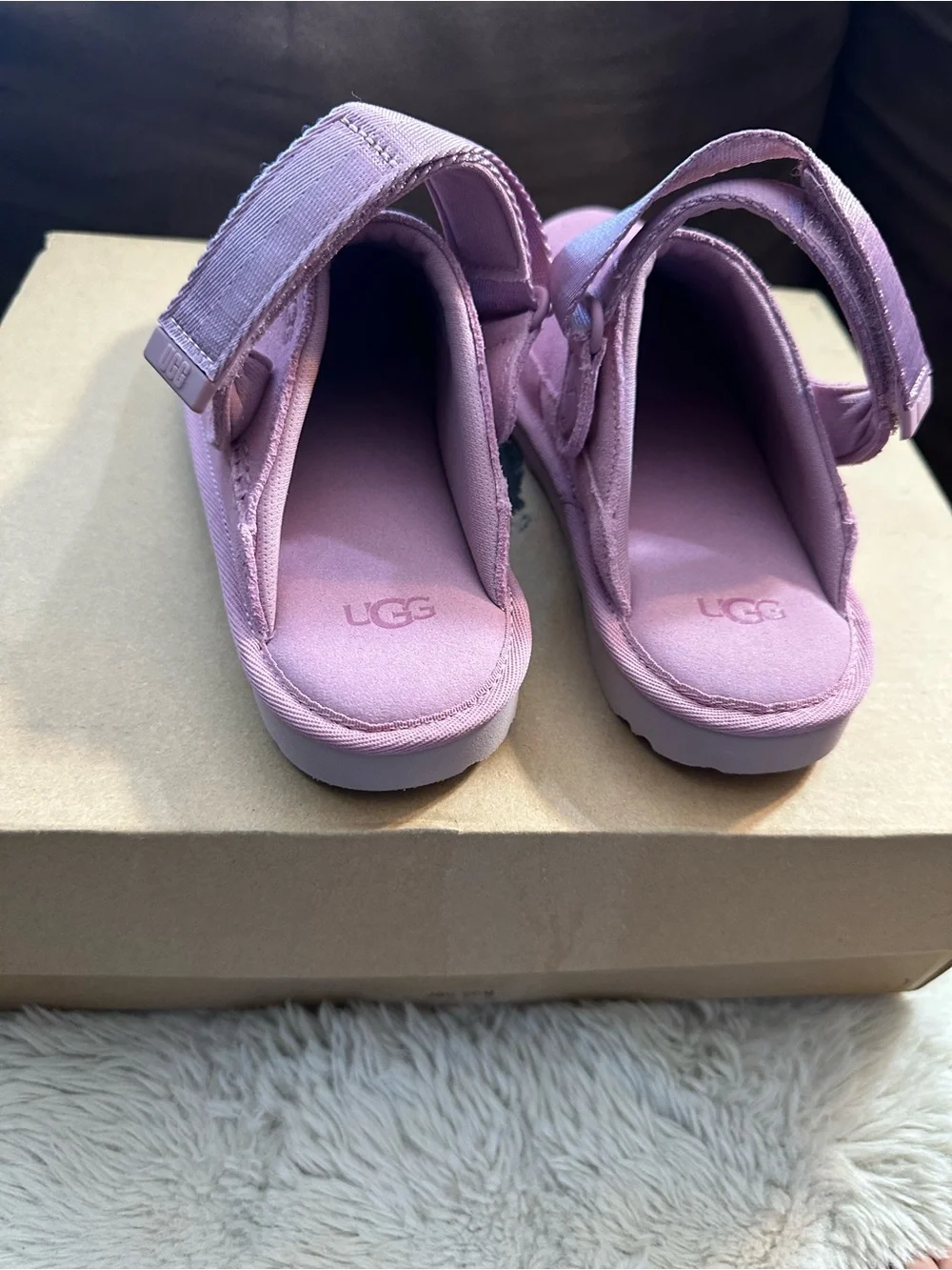 UGG Kids Pink Suede Slingback Clog - Adjustable Strap